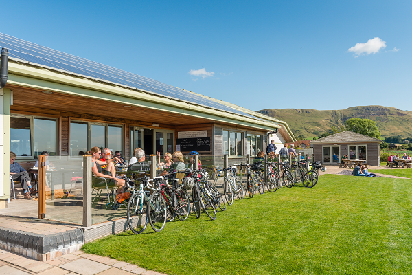 Cyclists take a break outside Loch Leven’s Larder, which offers many tasty treats and lunches for all the family