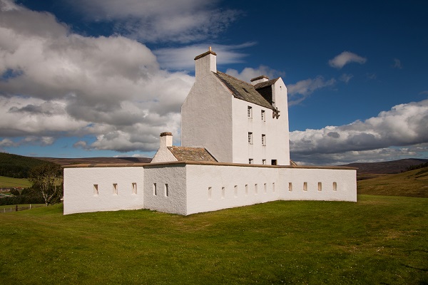 Corgarff Castle, Aberdeenshire, Scotland. A tower house fortress with an unusual star shaped perimeter wall built around 1550 by the Forbes clan. 